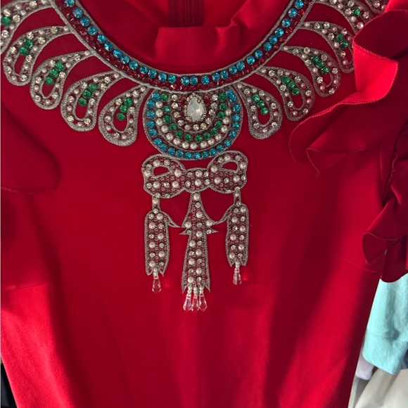 Elegant Red Ruffle Dress - Picture 3 of 4